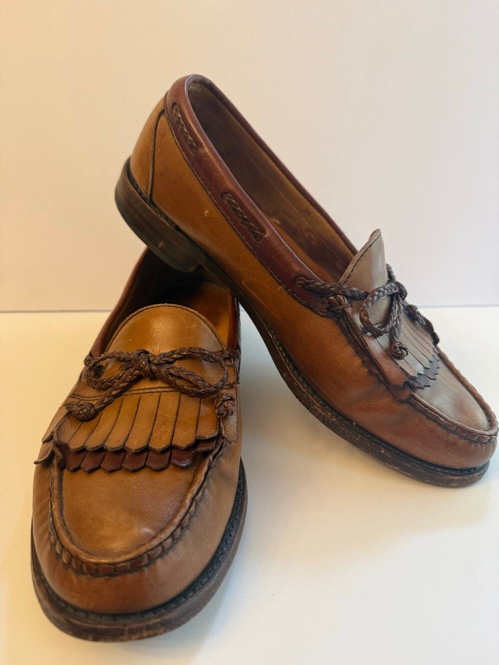 Allen Edmonds Woodstock Loafers Men’s Size 10 D Brown Leather Kiltie Fringe
